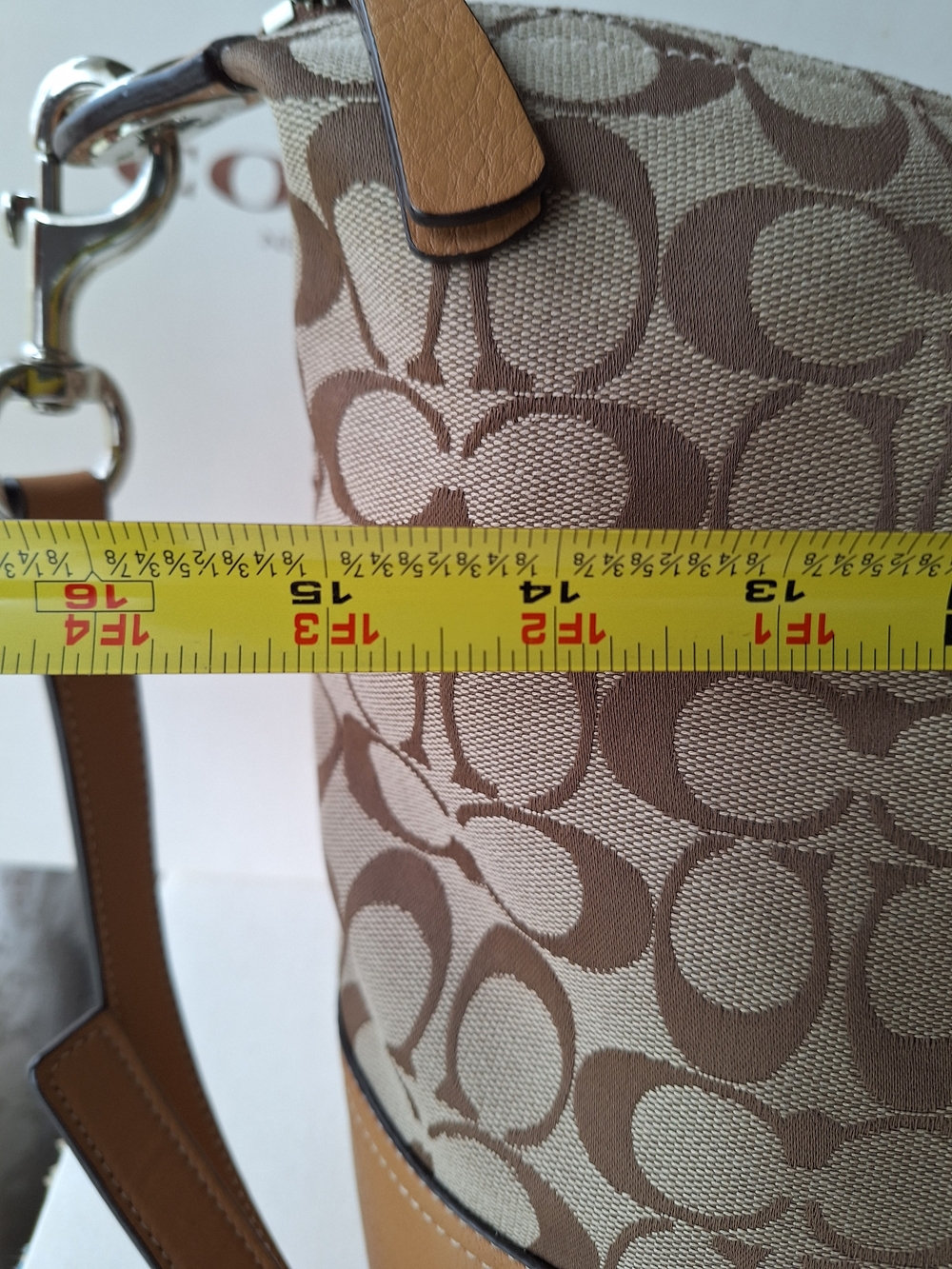 Coach Hadley Signature Zip Satchel Tote Bag with Leather Trim Laptop Shoulder - Picture 16 of 17